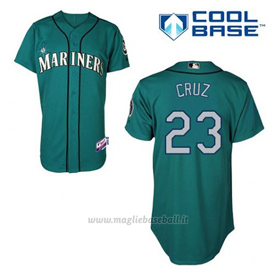Maglia Baseball Uomo Seattle Mariners Nelson Cruz 23 Teal Verde Alterner Cool Base